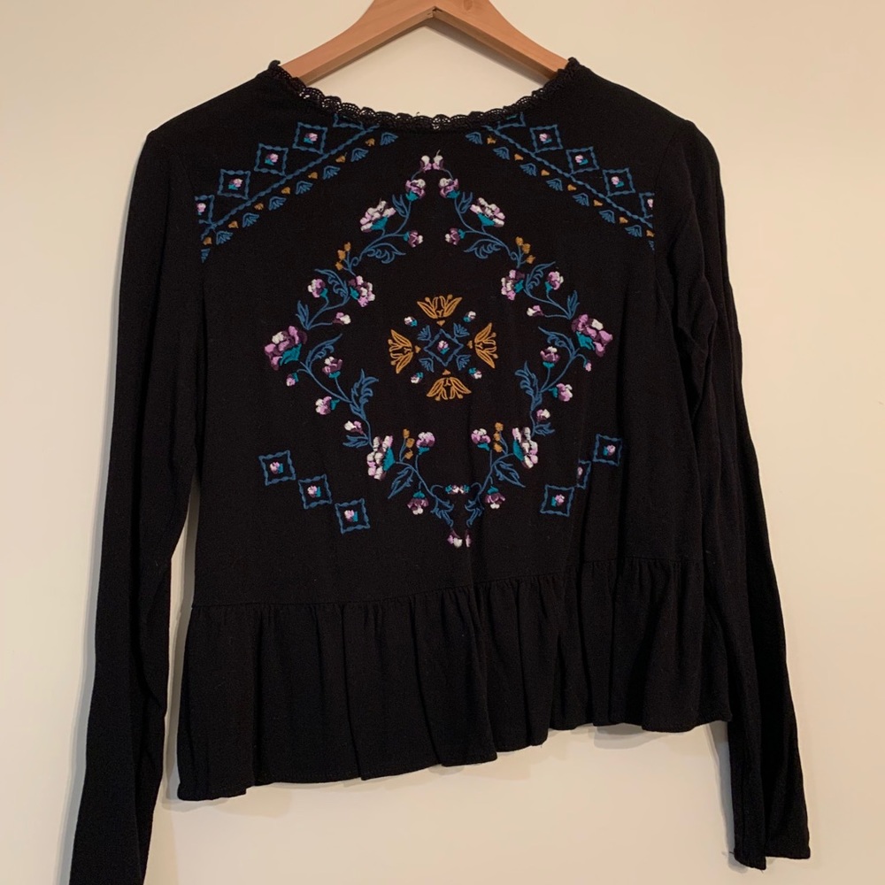 Black Embroidered Blouse